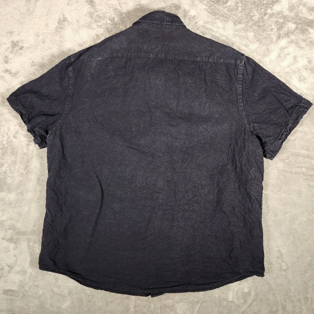 Banana Republic Button Down Shirt Mens XL Navy Blue Excellent Linen Cotton Blend